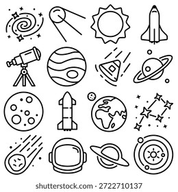 Espacio Essentials Icon Set Estilo de contorno (Parte 1)