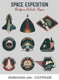 Space Expeditions Astronaut Labels, Badges, Patches