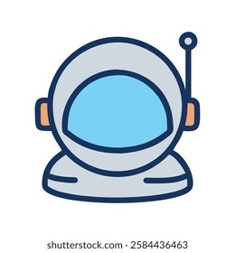 Space exploration astronaut helmet icon illustration