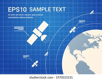 space exploration astronautics technology concept observation satellite flying orbital spaceflight around earth
