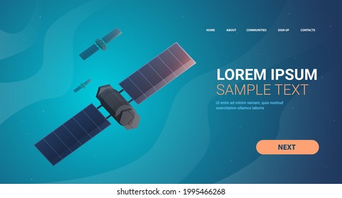space exploration astronautics technology concept observation satellite flying orbital spaceflight around earth