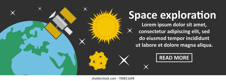 Space exploration banner horizontal concept. Flat illustration of space exploration banner horizontal vector concept for web
