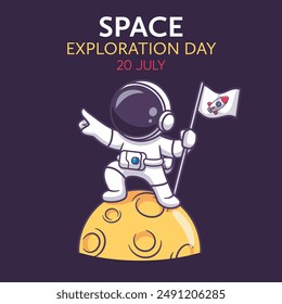 Space Exploration Day, Celebrated on 20th of July Every Year. Space Exploration Day Banner Design. Space Exploration Post Design