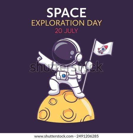 Space Exploration Day, Celebrated on 20th of July Every Year. Space Exploration Day Banner Design. Space Exploration Post Design