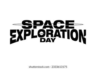 Diseño tipográfico del Día de la Exploración Espacial Aislado sobre fondo blanco. Diseño de ciencia ficción. Celebrado el 20 de julio. Ilustración vectorial. EPS 10.