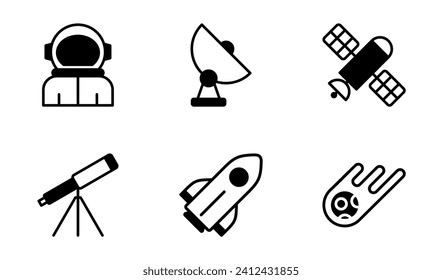 Space Exploration icon design template in semi solid style