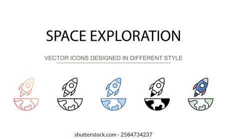 Space Exploration icon design with white background stock illustration