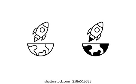 Space Exploration icon design with white background stock illustration