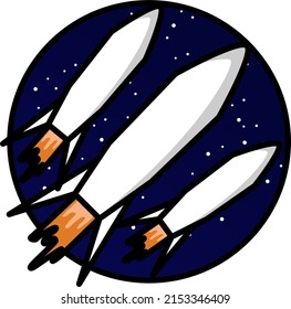 Space exploration icon package colored background