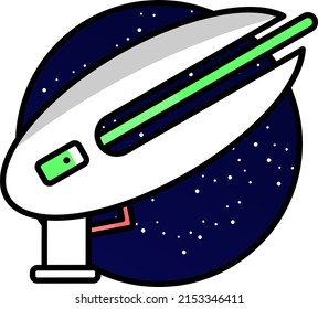 Space Exploration Icon Package Colored Background Space Gun