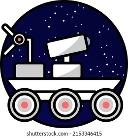 Space Exploration Icon Package Colored Background Rover