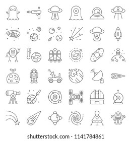 space exploration icon set, outline design