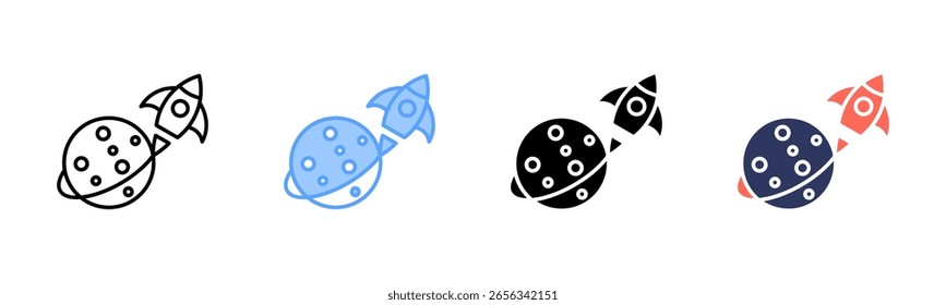 Colección de múltiples estilos de la hoja de iconos de exploración espacial