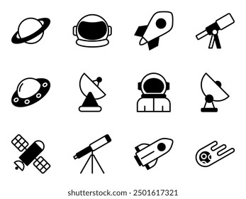 space exploration icon symbol vector template collection