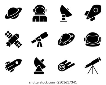 space exploration icon symbol vector template collection