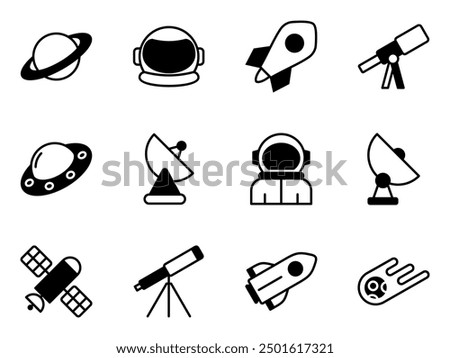space exploration icon symbol vector template collection