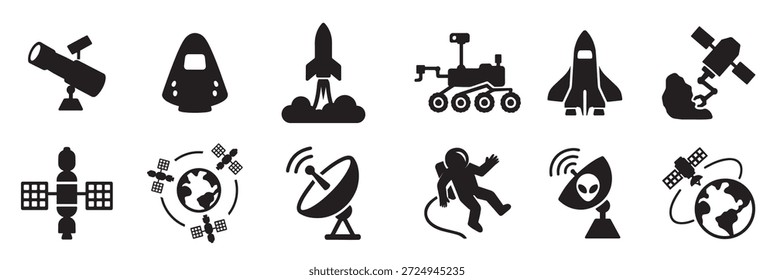 ilustração do conjunto de ícones de exploração espacial 