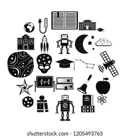 Space exploration icons set. Simple set of 25 space exploration vector icons for web isolated on white background