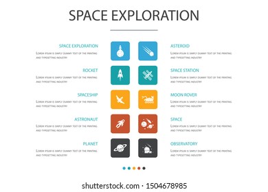 space exploration Infographic 10 option concept.rocket, spaceship, astronaut, icons