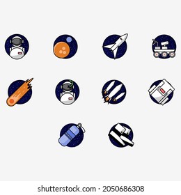 Space exploration interstellar illustration icon set