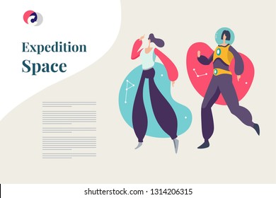 Space exploration for kid education mockup web design