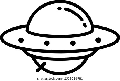 Space exploration, minimalist line drawing, planet with rings, satellite, retro sci-fi style, black and white illustration, simple geometric shapes, cosmic discovery, astronomical icon, childlike wond