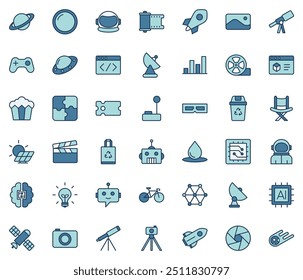 Space Exploration, Movie and Technology icon symbol vector template collection