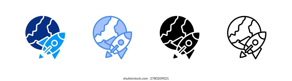 Space Exploration Multiple Style Icon Set Vector