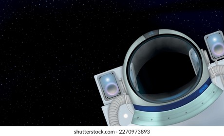 Exploración espacial fondo realista decorado por astronauta espacial con casco brillante y sensores 3d ilustración vectorial