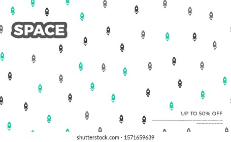 Space exploration retro background design with Rockets in cosmos. Cute soft color template for website page or banner vector illustration