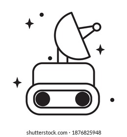 Space exploration rover icon over white background, line style, vector illustration