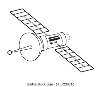 space exploration satellite in black and white icon cartoon vector illustration graphic design