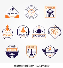 Space Exploration Sci fi Vector Badges Logos Set eps10