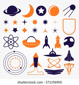 Space Exploration Sci fi Vector Shapes Set eps10