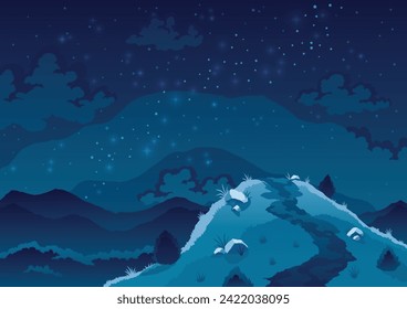 Space exploration, science discovery and astronomy studying. Against background of dark sky with stars. Night landscape