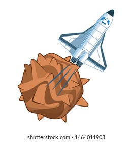 space exploration space shuttle and planet icon cartoon vector illustration graphic design