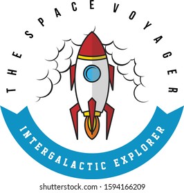 space exploration shuttle ship badge label logo