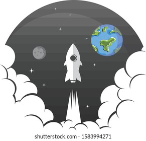 space exploration shuttle ship logo icon sign vector