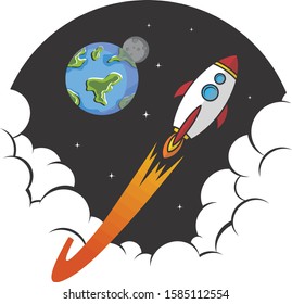 space exploration shuttle ship logo icon sign vector