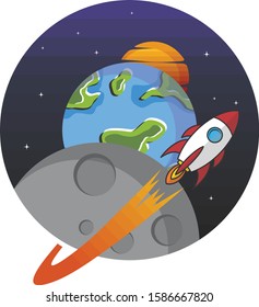space exploration shuttle ship logo icon sign vector