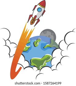 space exploration shuttle ship logo icon sign vector