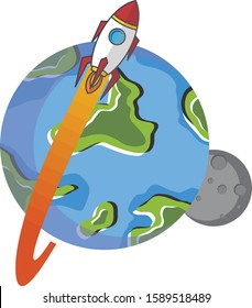 space exploration shuttle ship logo icon sign vector