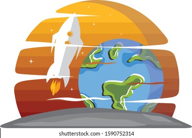 space exploration shuttle ship logo icon sign vector