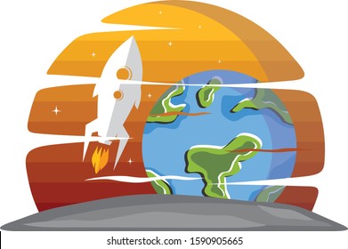 space exploration shuttle ship logo icon sign vector