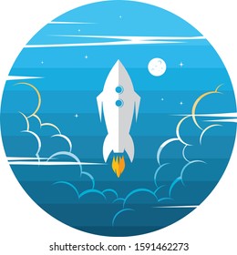 space exploration shuttle ship logo icon sign vector