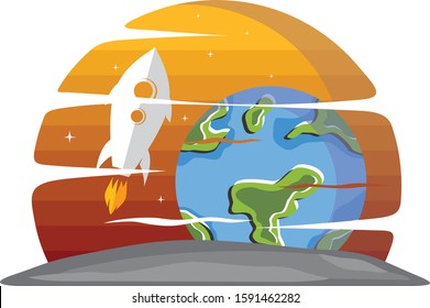 space exploration shuttle ship logo icon sign vector