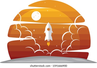 space exploration shuttle ship logo icon sign vector
