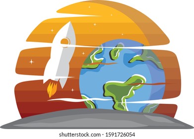 space exploration shuttle ship logo icon sign vector