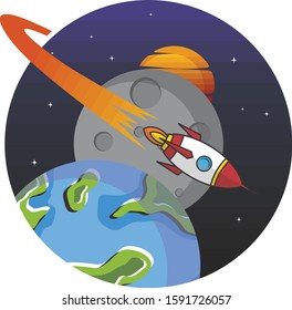 space exploration shuttle ship logo icon sign vector