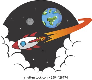 space exploration shuttle ship logo icon sign vector
